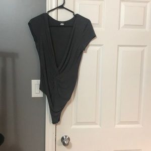 Grey deep v body suit